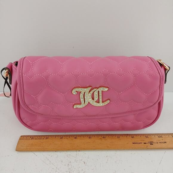 Juicy Couture Straight From The Heart Pink Quilted Shoulder Bag Purse KC Logo - Picture 10 of 11